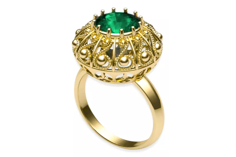  Vintage Smaragd 14k žlté zlato vrc059y